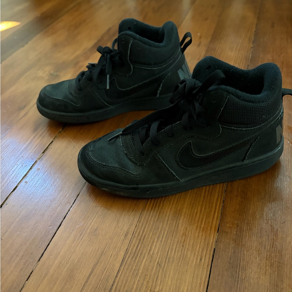 Nike Kids Black High-Top Sneakers with Swoosh